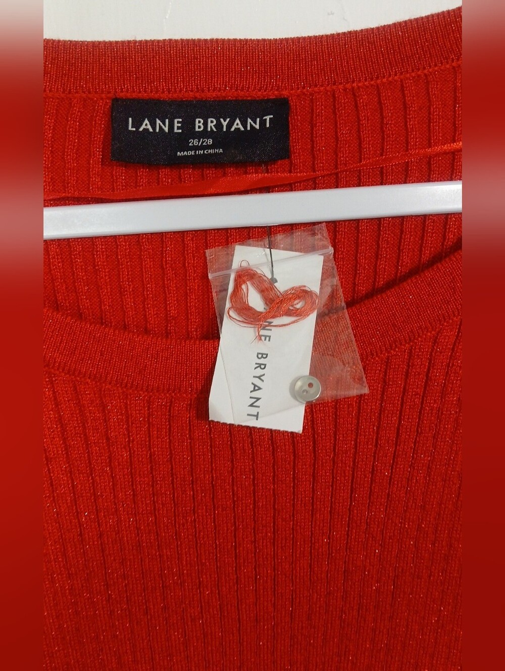 Lane Bryant Red Sparkly Ribbed Tunic Sweater NWT - Picture 3 of 7